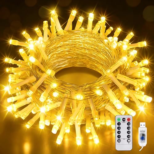 EvaStary Lichterkette Außen USB, 10M 100 LED Weihnachten...