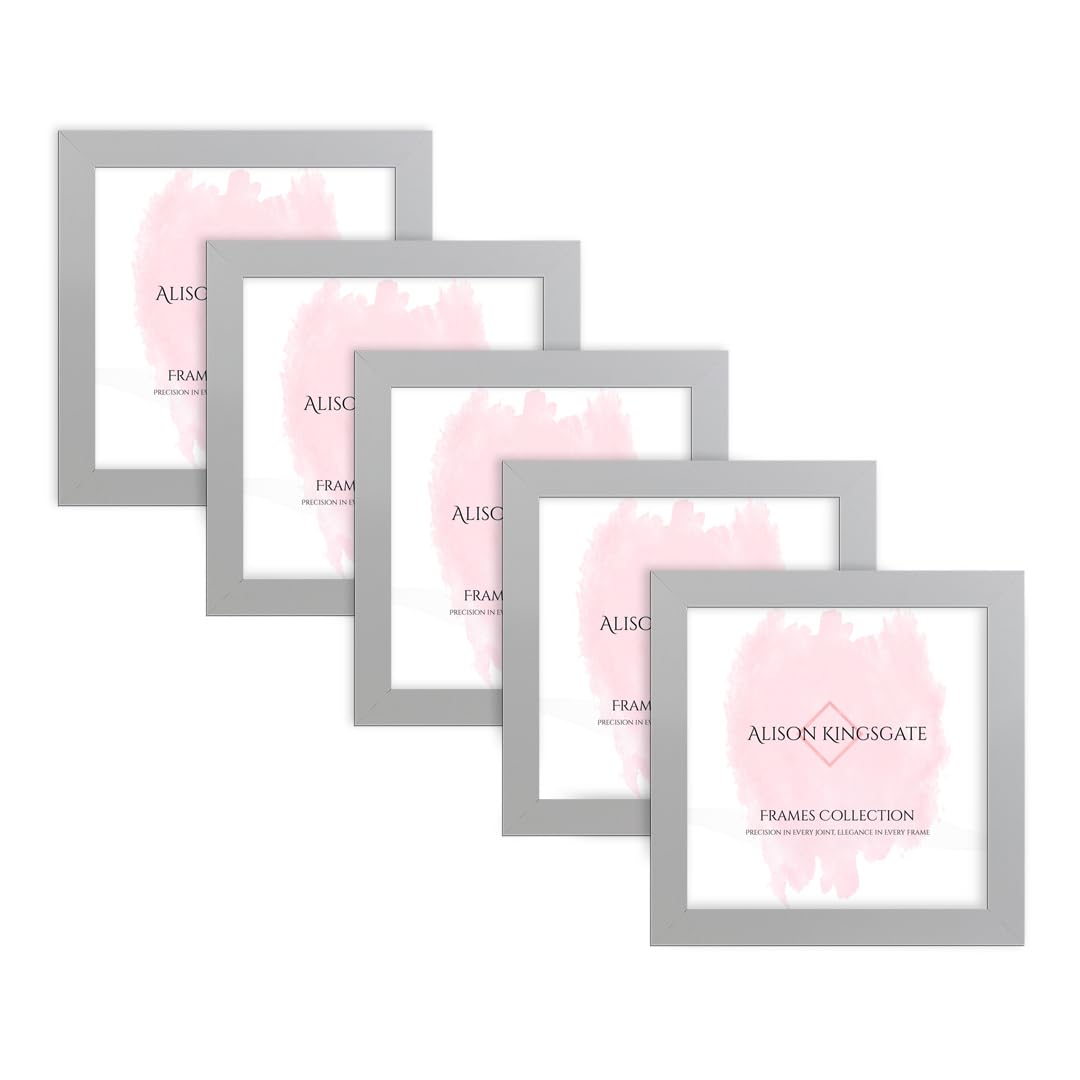 Alison Kingsgate Modern 33X33IN SILVER Photo Frame Pack of 5-Engineered Wood Picture Frames with Shatterproof Perspex - Ideal for Artwork-Wall Mount or Tabletop - Multiple Sizes & Colours Available — image 1