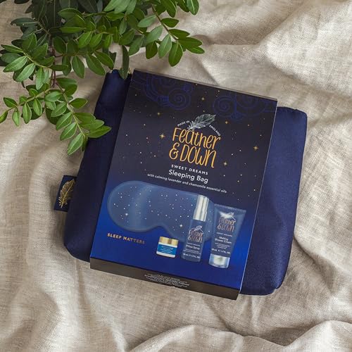 Feather & Down Sleeping Bag Gift Set (luxury eye mask, sleep balm, pillow spray and shower cream) - with calming lavender & chamomile essential oils. Vegan Friendly & Cruelty Free. - Image 8
