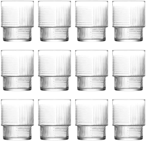 LAV 12x 325ml Helen Stacking Whisky Glasses - Cut Glass Whiskey Rum ...