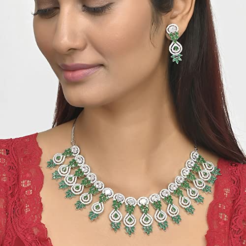 Voylla Zircon Brass Plated Choker Necklace Set