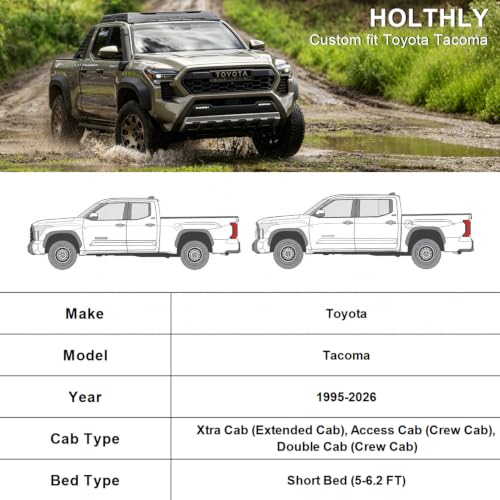 Image of 10 Layers Truck Cover Waterproof All Weather Custom Fit Toyota Tacoma(1995-2026) Xtra /Access /Double Cab Short Bed, Outdoor Full Exterior Pickup Car Cover Sun Rain Snow Ice Protection. Black