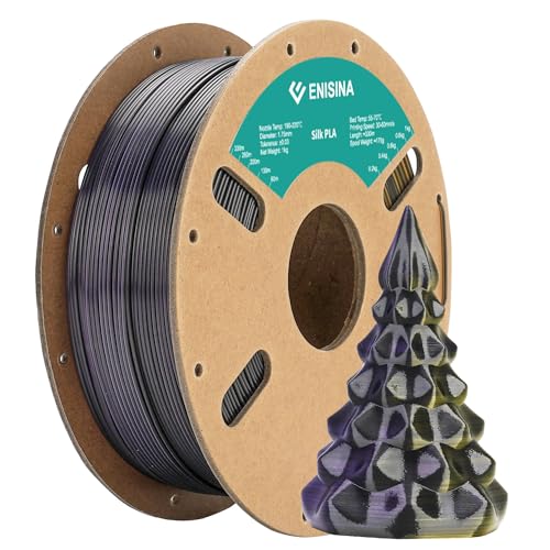 Image of Silk PLA Filament 1.75mm, ENISINA Silk Shiny Filament Clog-Free for 3D Printer -Dimensional Accuracy + /- 0.03mm,1kg / 2.20lb(Gold&Purple&Black)