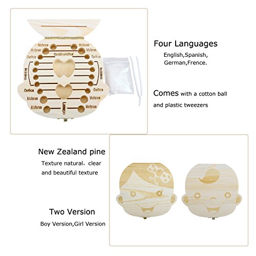 CozyCabin Baby Teeth Box, Cute Wood Baby Teeth Storage Box Delicious