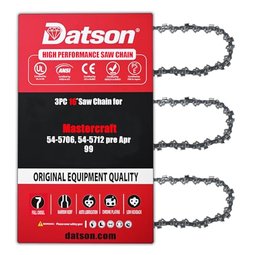 16 Inch Chainsaw Chain Replacement for Mastercraft 54-5706, 54-5712 pre Apr 99,Troy-Bilt TB3516 Electric, TB4516CC Electric,Wen 6014, 6016, Lumberjack(3 Chains)