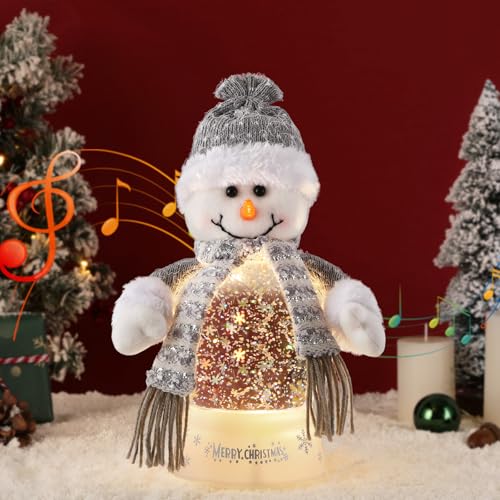 Lewondr Musikalische Weihnachtsschneekugel, Beleuchteter Schneemann...