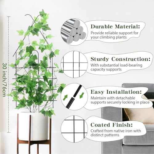 Image of ZOUTOG Trellis for Climbing Plants Indoor 4 Pack 30 Inch,Rustproof Metal Garden Trellis for Potted Plants,Houseplant Support Indoor Outdoor for Ivy Pothos Monstera Hoya Flower Vines(House Shape)