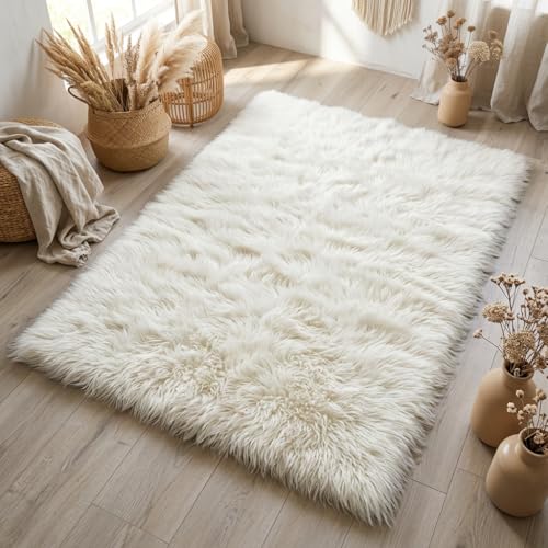 Stylish Super Thick Flokati Rugs. Long 3.5” Organic Wool Pile.
