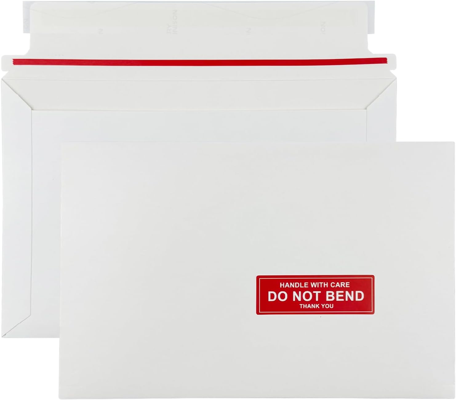 100 Pack 12.9x9.5" Cardboard Envelopes, 250GSM Thin Photo Mailers Shipping Envelope for Trading Cards with "DO NOT BEND" Labels, Small Self Seal Document Envelope - White
