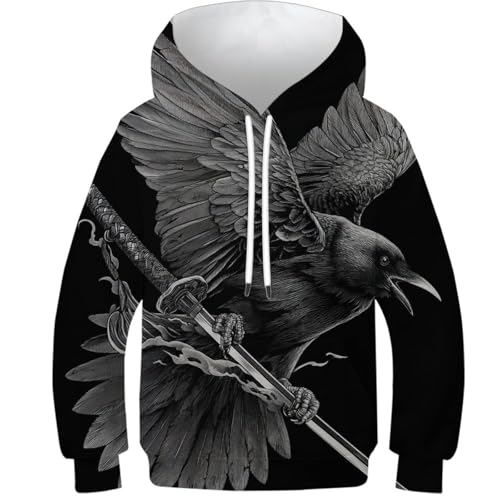 POLIUAWS Sweat-Shirt à Capuche Raven's Blade pour garçons et Filles, Manches Longues, Style déguisement Enfant (8-10 Ans), idéal pour l'école.