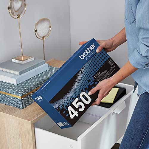 brother genuine high yield toner cartridge tn450 replacement black toner page yield up to 2600 pages