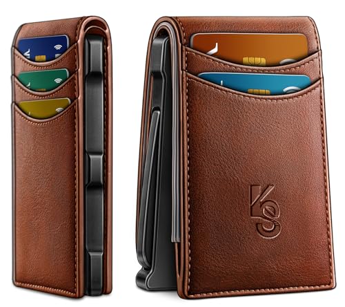 Image of KEMISANT Men Wallet,Slim Wallet Card Case With Magnetic Billfold Flip,Pop-up Access for 12Cards RFID Blocking