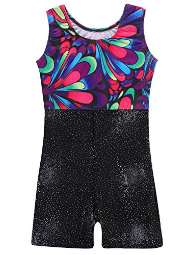 Image of HOZIY Leotards for Girls Gymnastics Kids Children Biketard Snowflake Ribbon Blue Purple Hot Pink Sparkle