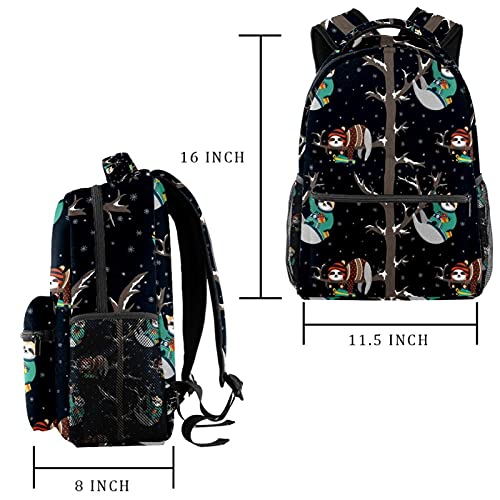 Sac à dos léger filles garçons Noël paresseux multicolore 03
