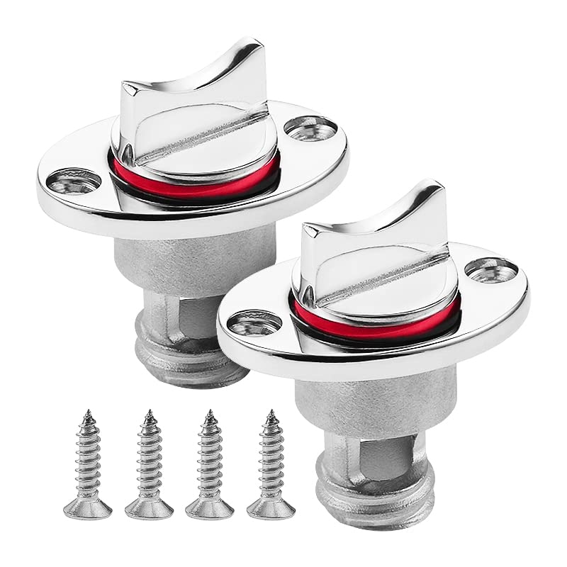 Yetaha Marine Boat Drain Plug, 2 Pack Stainless Steel Kayak Drain Plug Kit, Oval Garboard Transom Boat Plugs Fits 1" Hole, with Waterproof Seal Ring