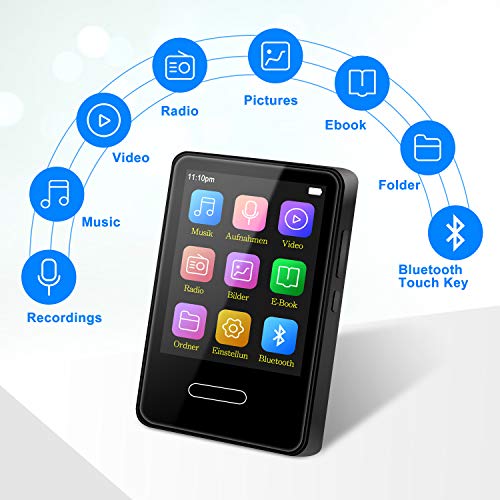 Tenswall MP3 Player with Bluetooth 4.2, MP3 Player 16GB Music Player with 2.8'' Touch Full Screen, Voice Recorder,Video Play, Wrist Belt, Mini MP3 Player Bluetooth Support up to 128GB