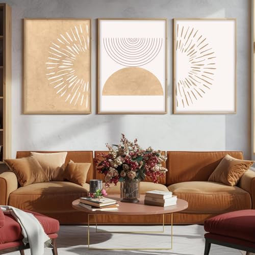 Image of ARTELLY Boho Decorative Modern Wall Art Print With Frame Abstract Paintings For Living Room Bed Room Hotel Wall Office Decor Poster Decoration 13x19 inch