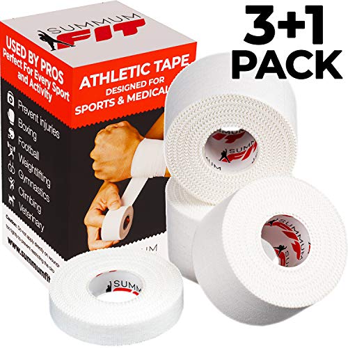 Athletic Tape White Extremely Strong: 3 Rolls + 1 Finger Tape. Easy to