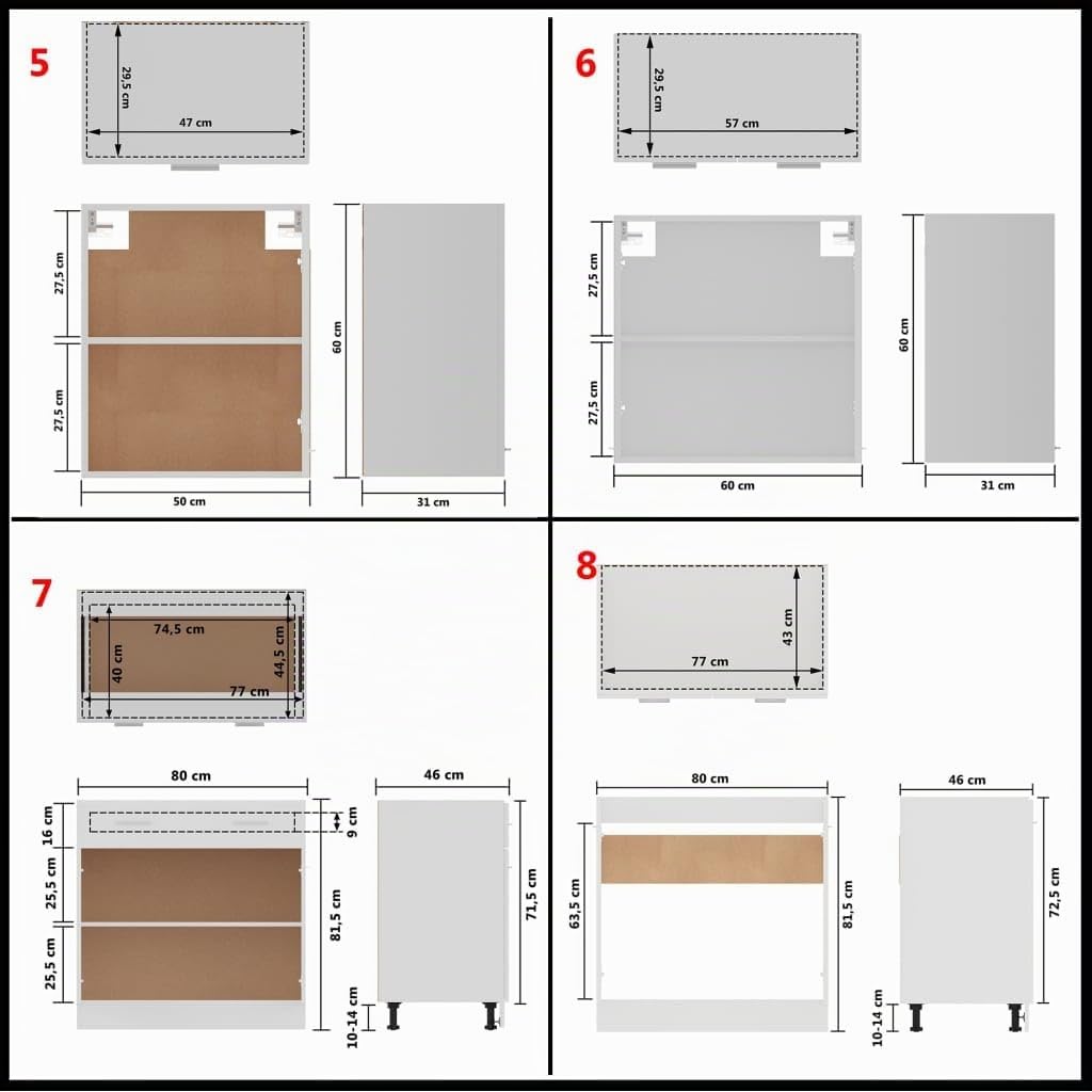 Tomostar Cuisine Complète d'angle sans Plan de Travail, Mueble de Cuisine Complete Ensemble de Meubles de Cuisine 11 pcs Blanc Aggloméré
