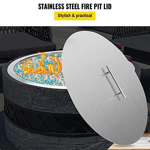 Vbenlem Fire Pit Lid Round 20 Inch Fire Pit Ring Lid 1.5 Mm Thick 304 Stainless Steel Fire Pit Burner Cover For Round Patio Fire Pit #TOP2