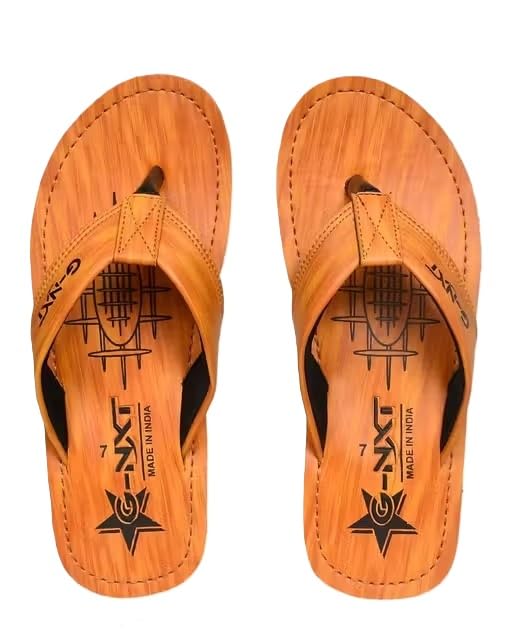 Image of Men's Printed Synthetic Flip Flops Slippers Comfortable Slip On Pair Rubber Sole Casual Chappals For Home Outdoor Use 90