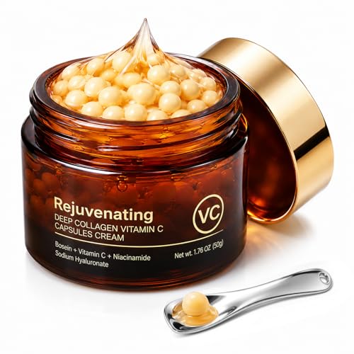 50g Crema en Cápsula, Crema Hidratante en Cápsula, Cremas Hidratante Facial para Cuidado Diario, Mejora la Firmeza de la Piel, Ilumina la Tez y Uniforma el Tono para Todos los Tipos de Piel