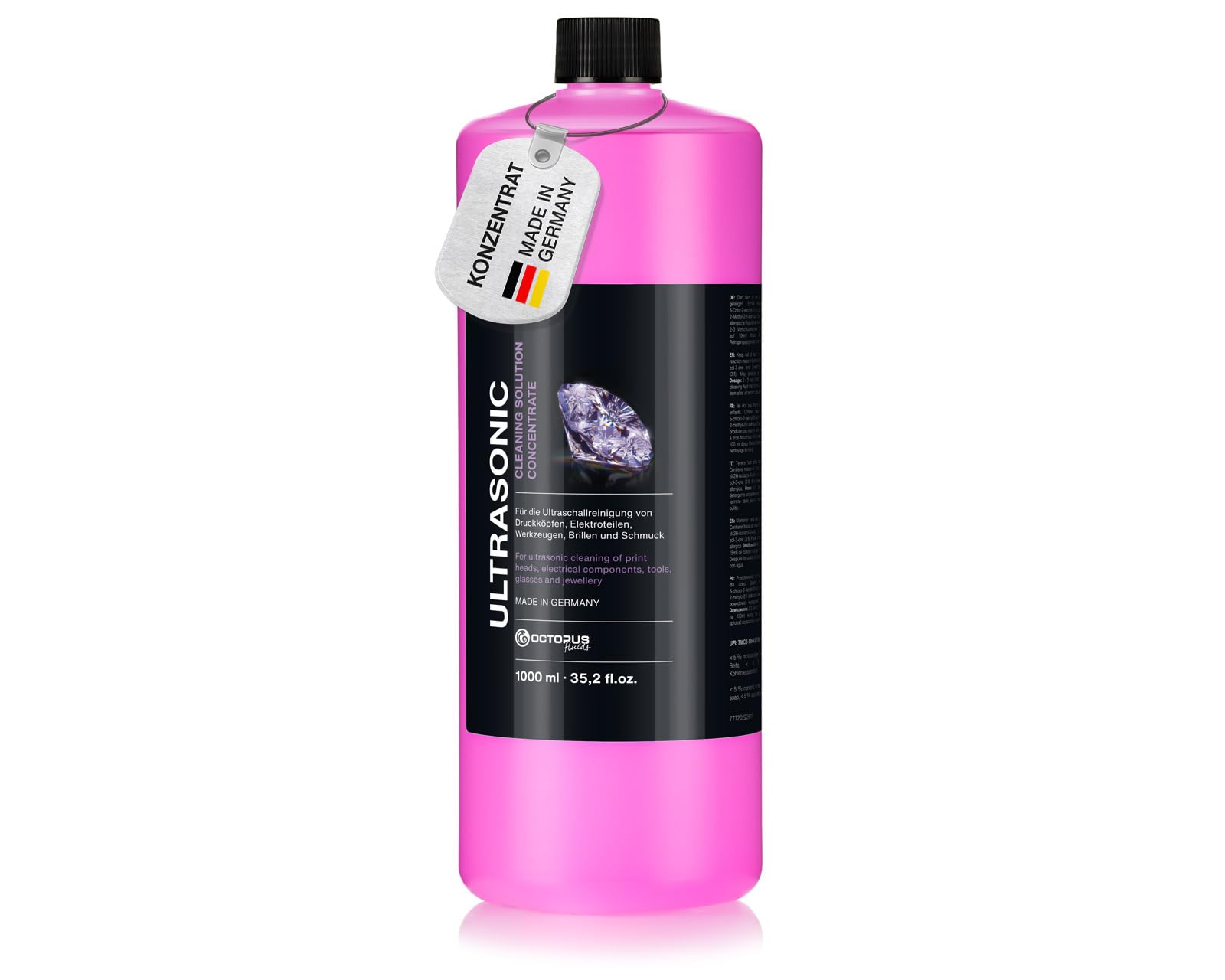 OCTOPUS Special Ultrasonic Cleaner, concentré à utiliser dans un nettoyeur à ultrasons, un nettoyeur pour lunettes, un nettoyeur hygiénique pour bijoux 1L (1000ml)