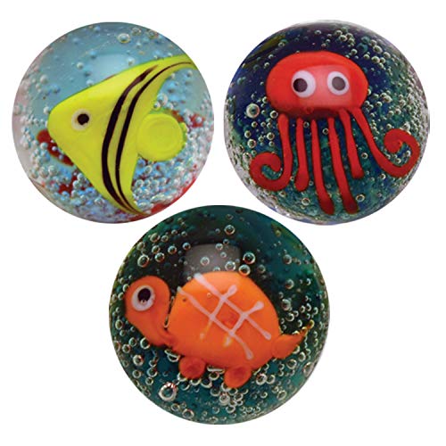 3 Billes D'Art Aquarius En Verre - 16 Mm - MesBilles - Idéal Collection Ou Déco