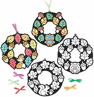 Baker Ross FE635 Autumn Colour In Wreaths - Pack of 10, Make Your Own Wreaths, Creative Activities for Kids, Ideal Childrens Arts and Crafts Project