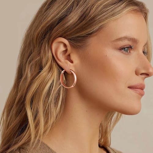 Image of Gacimy Gold Hoop Earrings for Women with 925 Sterling Silver Post | Hypoallergenic Lightweight Thick Hoops Earrings for Women Trendy Jewelry Gift