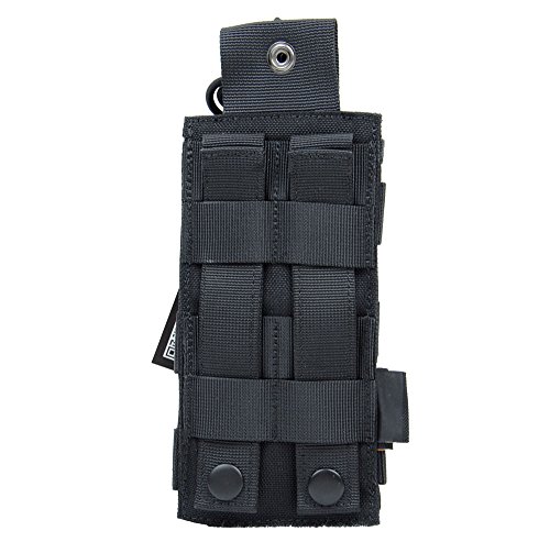 ROCOTACTICAL Tactical Radio Pouch, 1000D Nylon Tactical Molle Radio Pouch Holster Compatible with 5.11 Bags/Packs (Black)