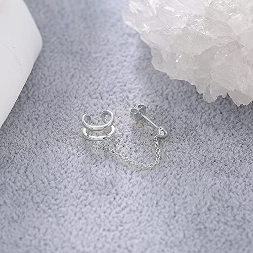 Boucles d'oreilles chain stud et clip à glands pour femmes en solo - 2