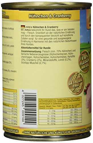 Mac's Hundefutter getreidefrei Hühnchen & Cranberry, 400 g