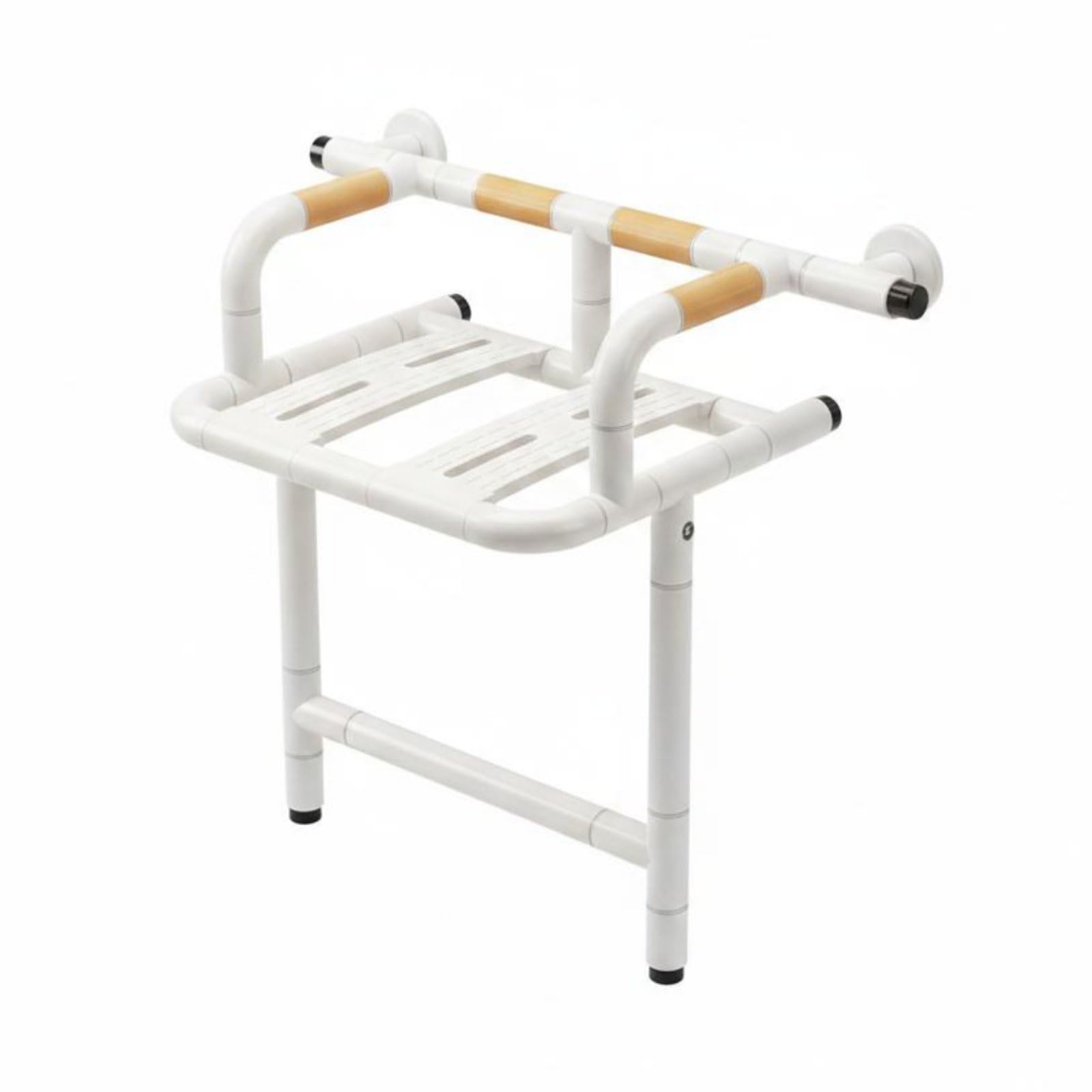 Asiento de Ducha Plegable Silla de Baño Taburete de Ducha Banco de Baño con Soporte Robusto y Antideslizante y Acero, Taburete Plegable De Pared con Apoyabrazos