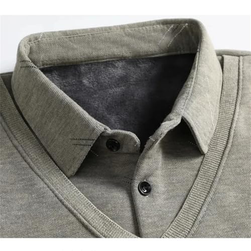 Disimlarl Men's Fake Two Pieces Sweaters Long Sleeve Button Pullover Printing Formal Business Jumper4