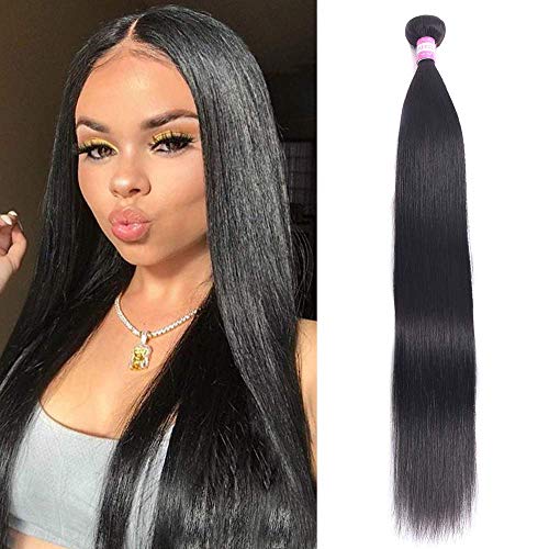 FQ Peruvian Straight Human Hair 1 Bundles of 16” Unprocessed Virgin mink 10A Human Hair Bundles Straight Human Hair Extensions Weave Bundles 100g Natural Black Color