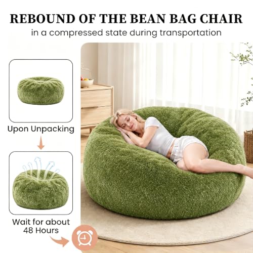 Image of Memory Foam Bean Bag Chair for Adults, 4FT Green Shining