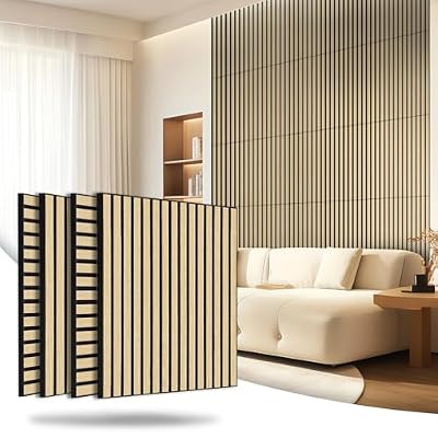 AKK-Star Acoustic Wood Slat Wall Panels, 4-Pack – 23.6 x 23.6 x 0.7 Inches, Sound Absorbing Wood Wall Panels for Stylish Interiors – Covers 15.5 Sq. Ft. (13# Classic Oak)