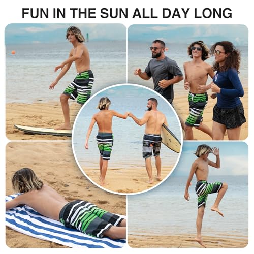 Image of Kanu Surf Boys' Toddler Troy Stripe Swim Trunks