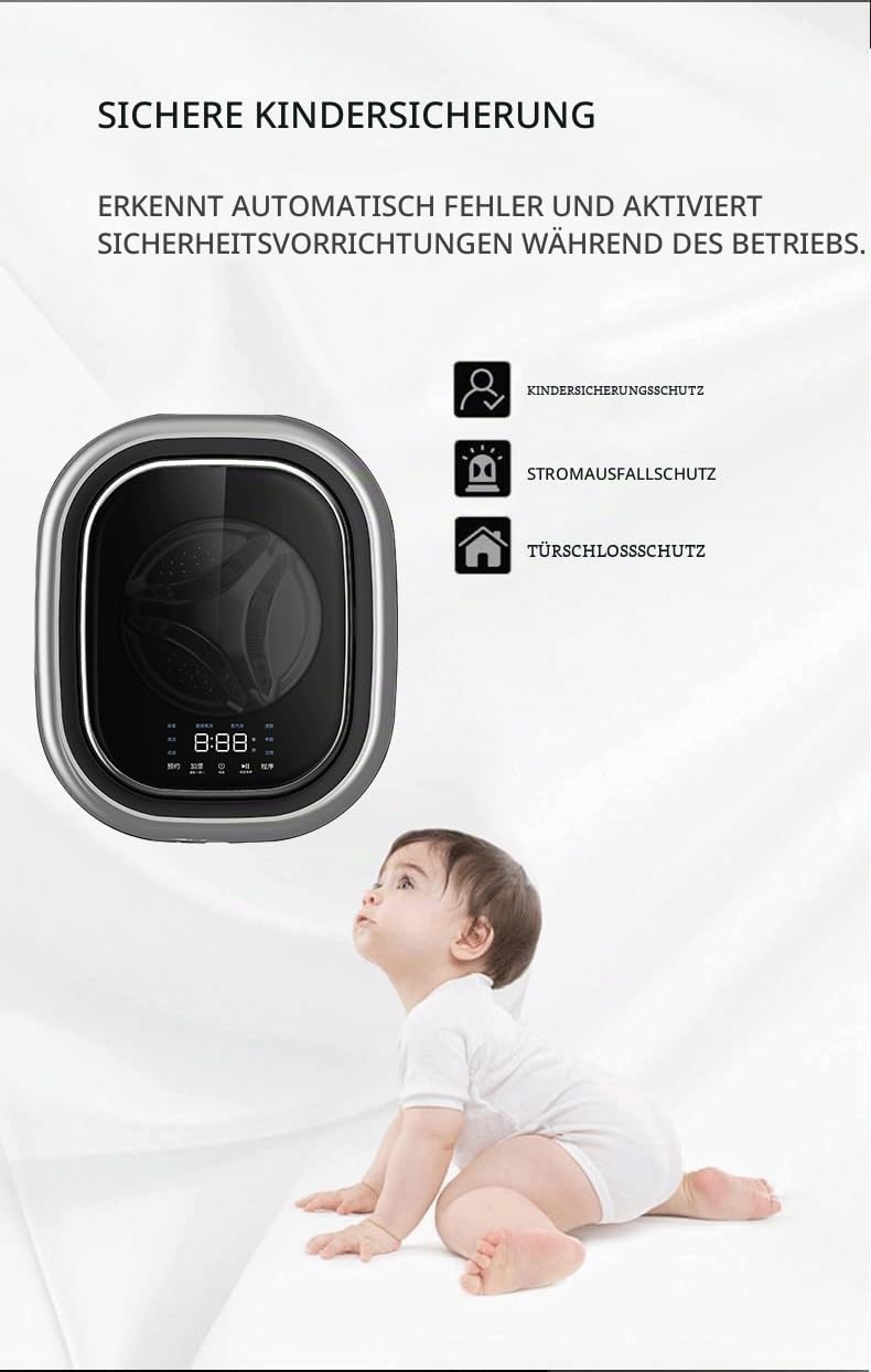 Mini Tiny Wash Waschmaschine DY-BGX09 – Perfekt für Appartement, Tiny House, Wohnmobil & Boot