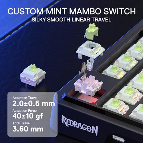 Image of Redragon K673 GB 75% Wireless Gasket RGB Gaming Keyboard, 3-Modes 81 Keys PBT Compact Mechanical Keyboard w /Hot-Swap Socket, Dedicated Knob Control & 5-Layer Noise Dampening, Custom Linear Switch