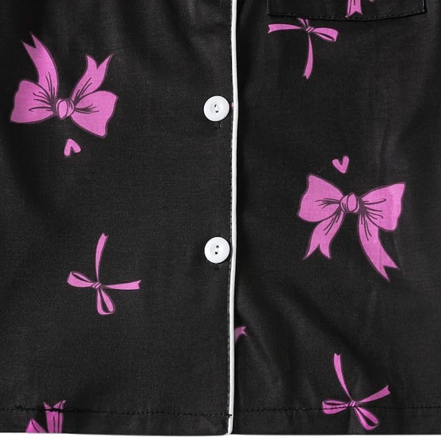 MyFav Girls Pajama Sets 3pcs Button Down Short Sleeve Top Shorts & Long Pants With Cute Patterns SleepwearNighty For Teens - Image 4