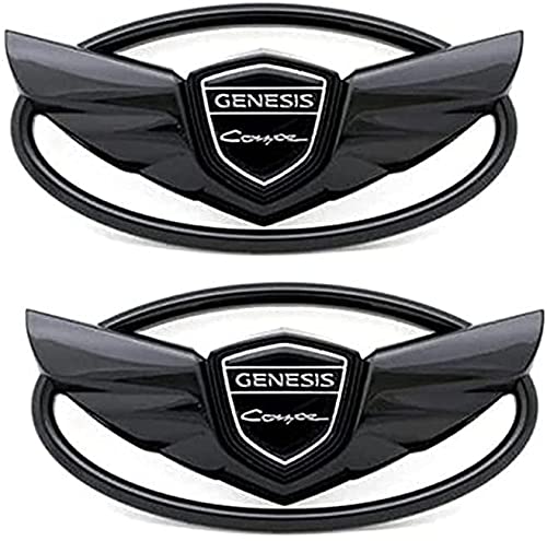 2pcs 2010-2019 Fit for Hy Genesis Coupe Logo Front+ Trunk Turbo Kit Emblem Badges (2pcs Black)