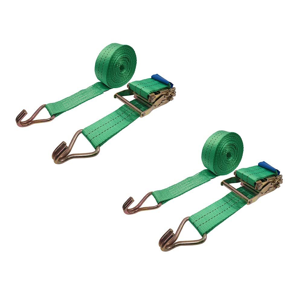 RatchooxRatchet Straps Set of 2-2000kg Break Strength Heavy Duty Ratchet Straps with Hooks and Iron Handle | Tie Down Straps with Weather Resistant Green Polyester Webbing Strap (10m x 50mm)