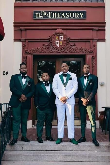 Mens Suit Slim Fit 3 Piece Double Breasted Wedding Party Dinner Suit Jacket Vest Pants Set3