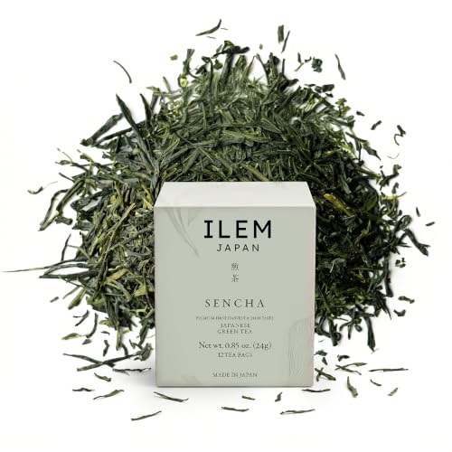 Image of ILEM JAPAN Sencha Japanese Green Tea Bags | First Harvest Organic Japanese | Natural Atioxidants | Green Tea Smooth Taste Tea Bags (24g) | Support Metabolism and Weight Management | Fresh flavour