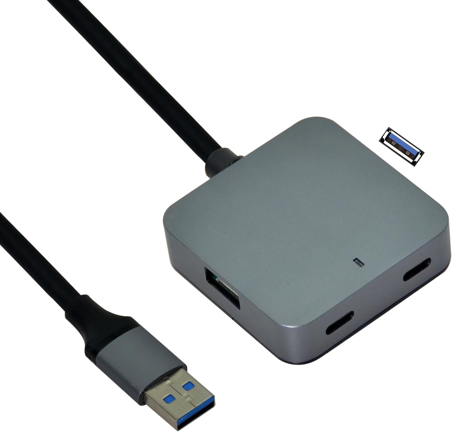 VALUE USB 3.2 Gen1 4-Port Hub (2X A + 2X C) with Extension Cable, Black, 5m
