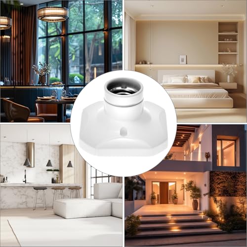 QWORK® 4Pcs E27 Light Bulb Socket Holder, E27 Screw Bulb Holder with Ceramic & Flame Retardant Base, AC 220V, for LED Light Bulbs - Image 6