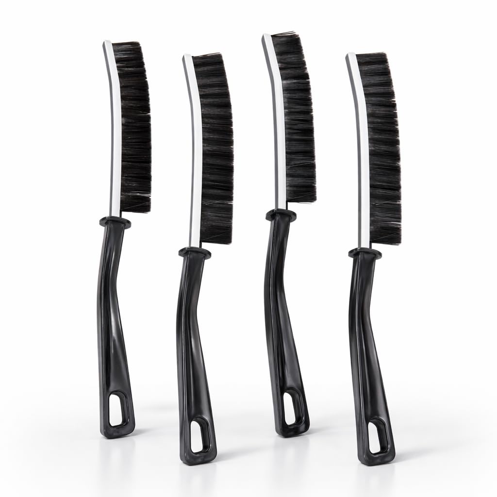 4 Pcs Crevice Cleaning Brush Set – Multifunctional Hard Bristle Gap & Grout Brush For Kitchen, Bathroom, Toilet, Window Groove & Car Gaps – Thin Curved Cleaning Tool 23.5l X 3w X 0.5h Cm