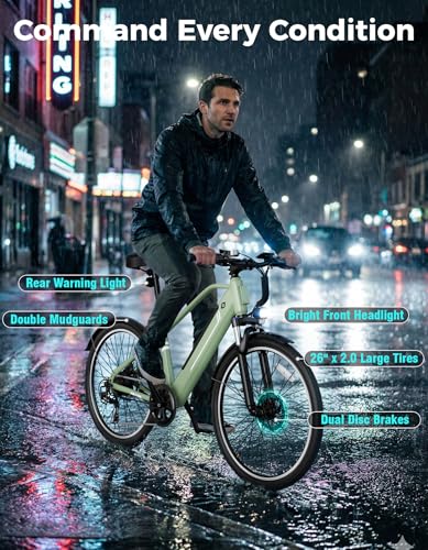 Jasion 26″ Electric Bike for Adults, Internal Removable